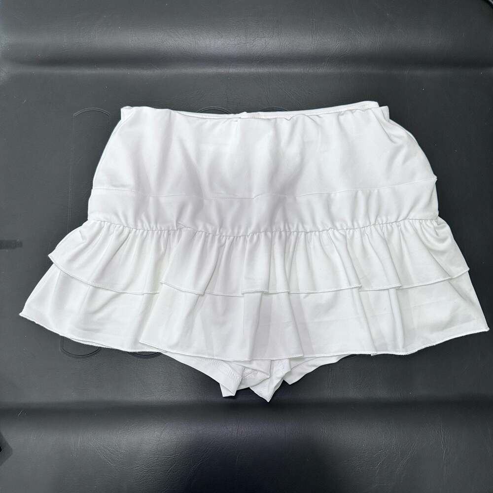 White Layered Ruffle Skort - XS